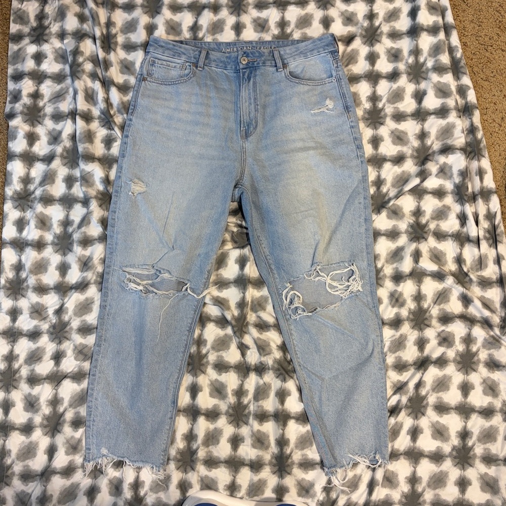 American Eagle Outfitters Light Blue Distressed Ankle Jeans